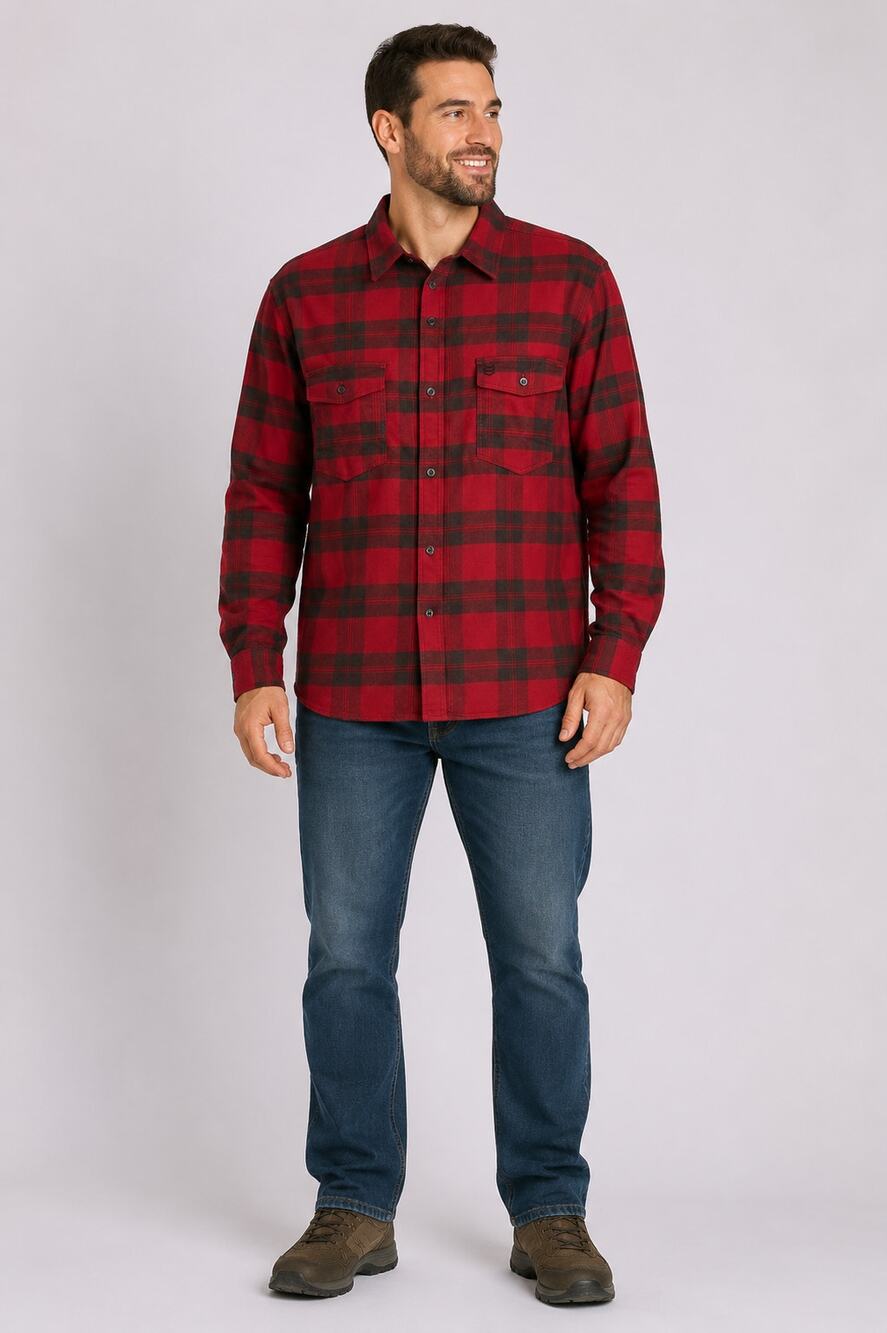 MTN OPS Tamarack Tech Button Up Flannel Shirt Mens 2XL Brick Red Long Sleeve New
